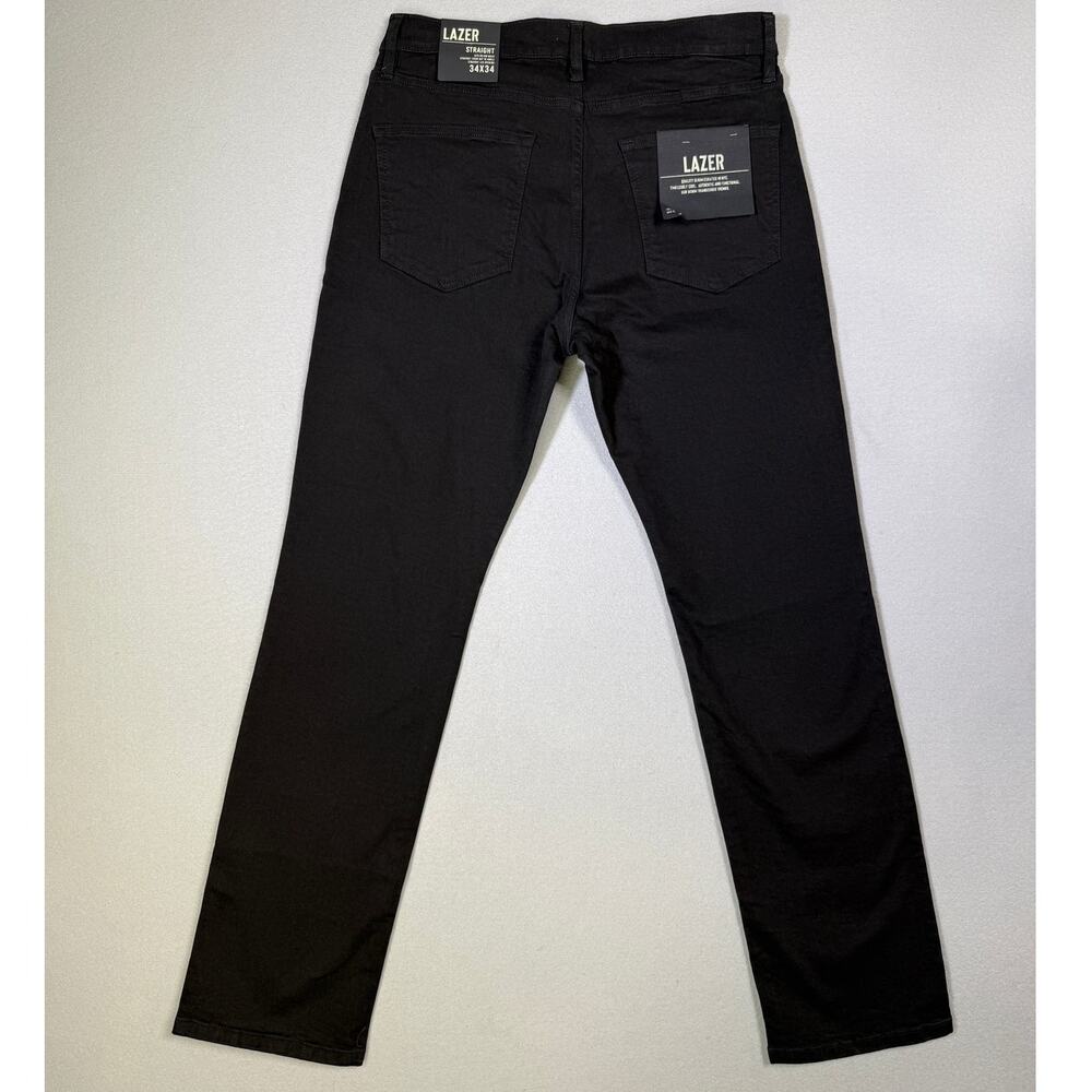 Lazer Mens Straight-Fit Jeans Black Rinse 34x34 $40